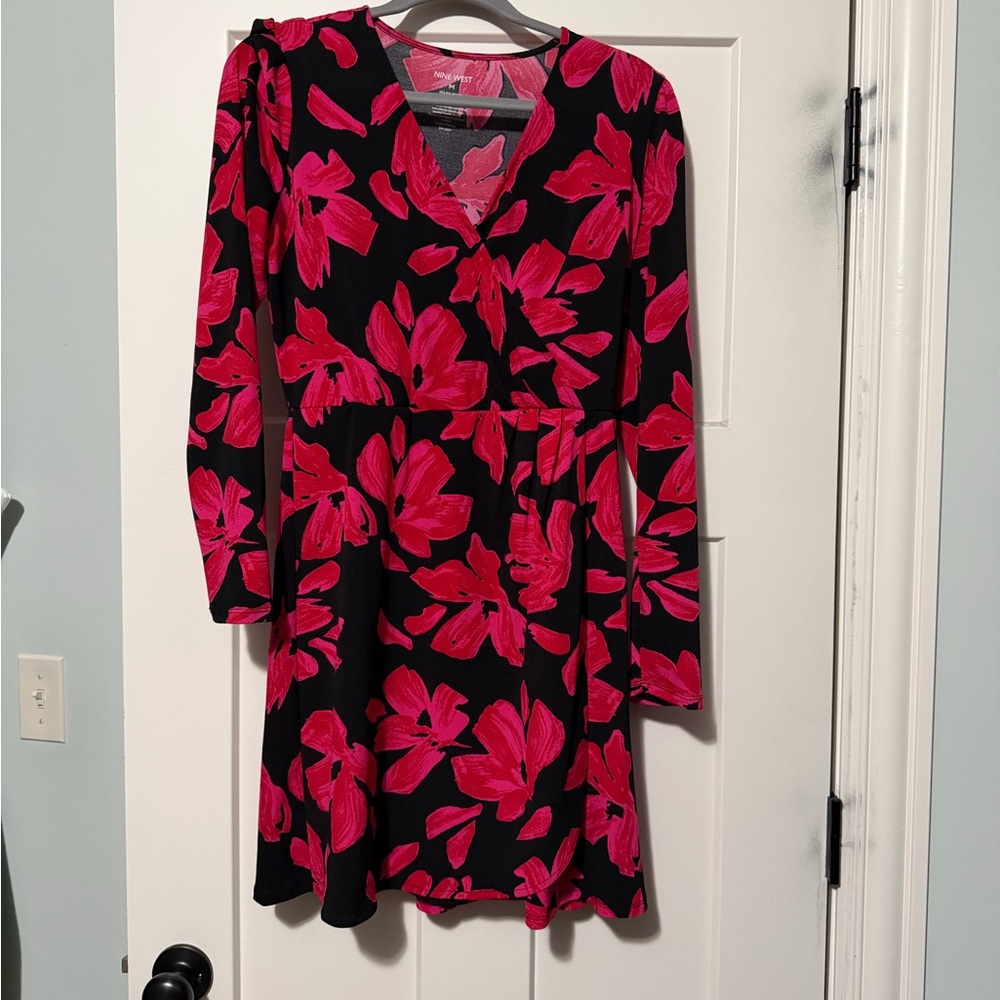 Nine West Black and Pink Floral Dress
